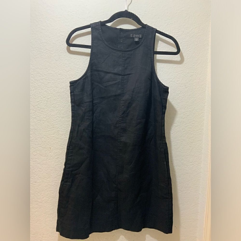 J. Crew Linen Dress button back black size XXS